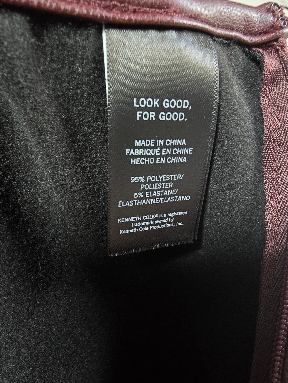 Kenneth Cole Faux Leather Pencil Skirt in Deep Burgundy - Picture 7 of 11